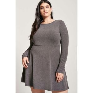 Gray Long Sleeve Skater Dress